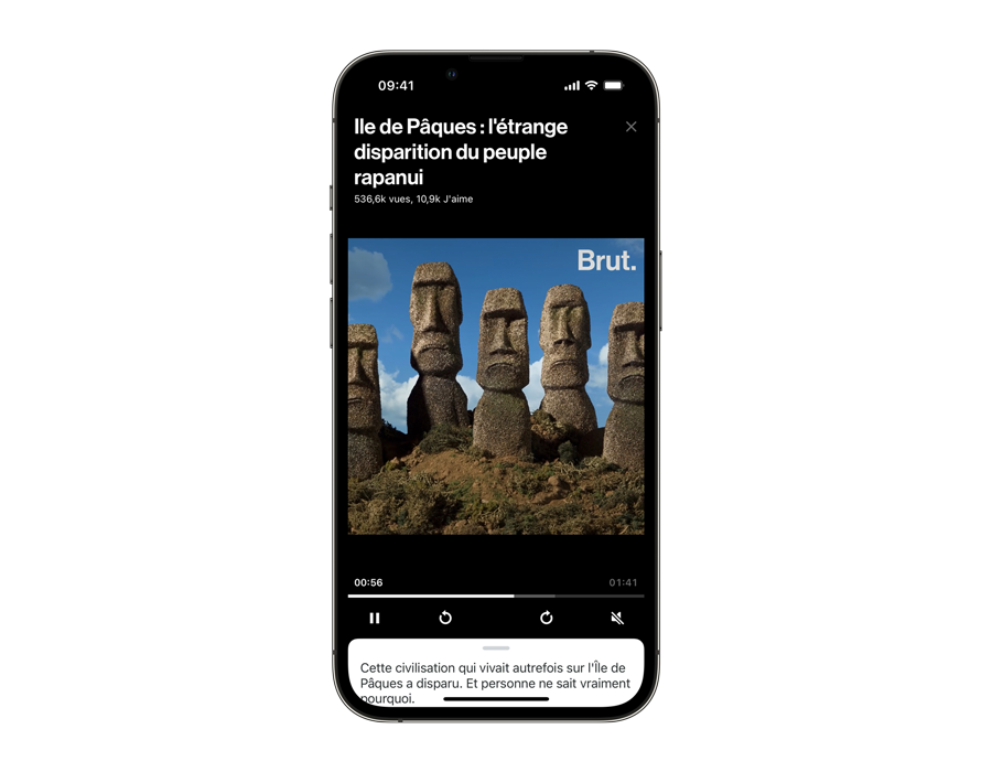 player video de l'application Brut.
